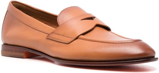 Santoni Loafers met platte zool Bruin