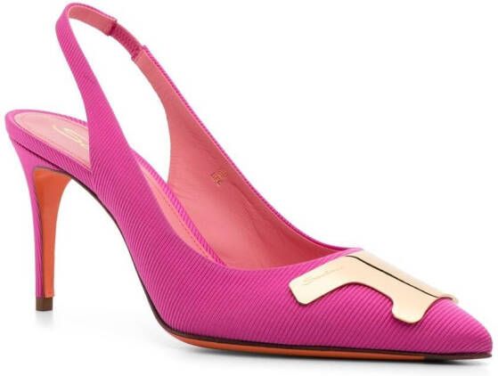 Santoni Geribbelde pumps Roze