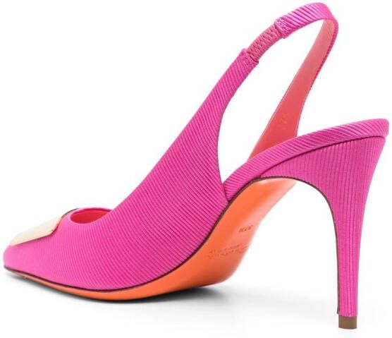 Santoni Geribbelde pumps Roze