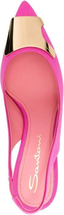 Santoni Geribbelde pumps Roze