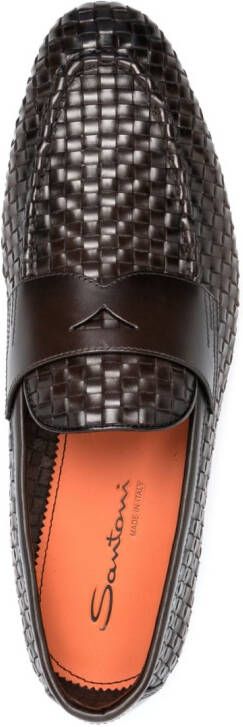 Santoni Geweven loafers Bruin