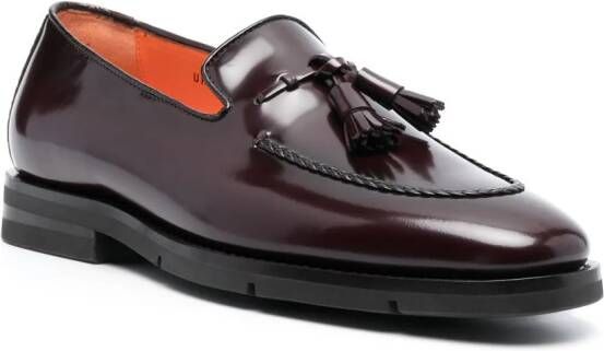 Santoni Grizzly leren loafers Rood