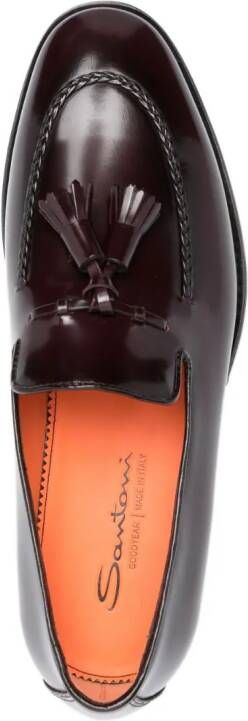 Santoni Grizzly leren loafers Rood