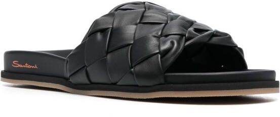Santoni Leren slippers Zwart