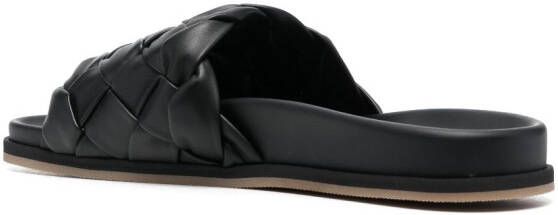 Santoni Leren slippers Zwart