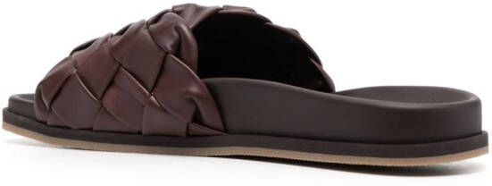 Santoni Leren slippers Bruin