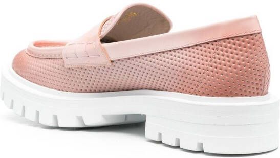 Santoni Leren penny loafers Roze