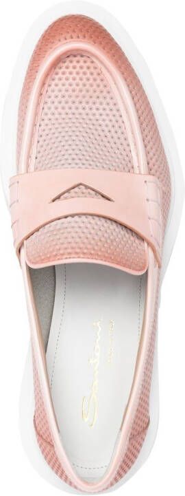 Santoni Leren penny loafers Roze