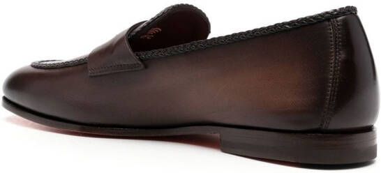 Santoni Leren loafers Bruin