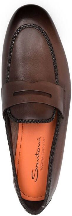 Santoni Leren loafers Bruin