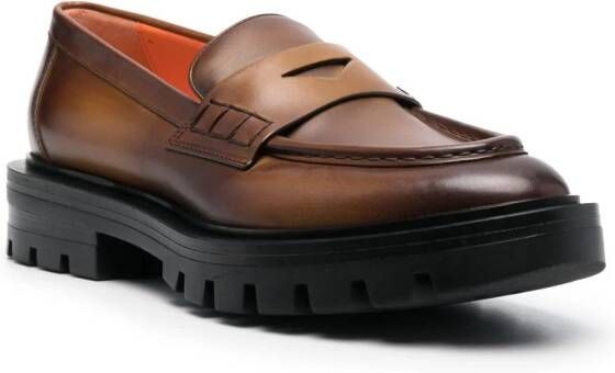 Santoni Leren loafers Bruin