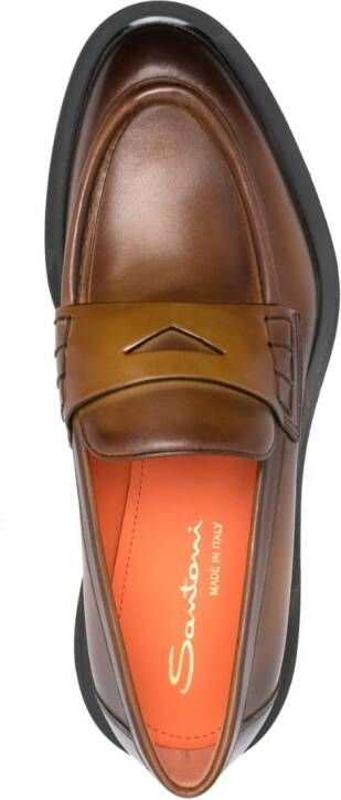 Santoni Leren loafers Bruin