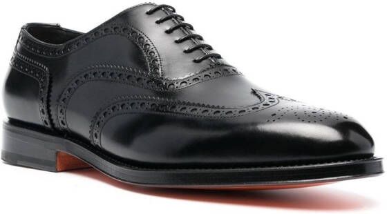 Santoni Leren brogues Zwart