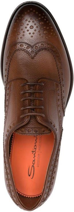 Santoni Leren derby brogues Bruin