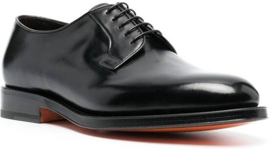 Santoni Leren derby schoenen Zwart