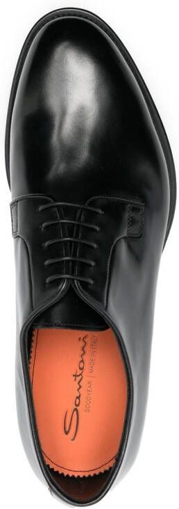 Santoni Leren derby schoenen Zwart