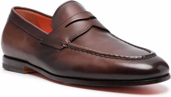 Santoni Leren loafers Bruin