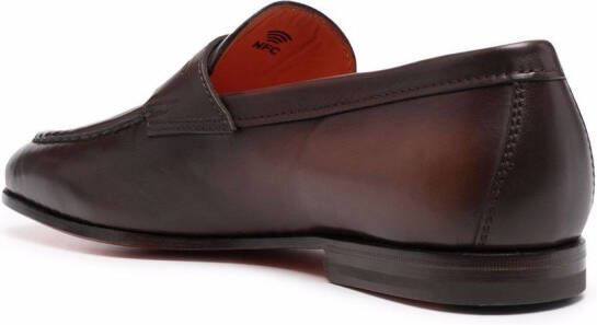 Santoni Leren loafers Bruin