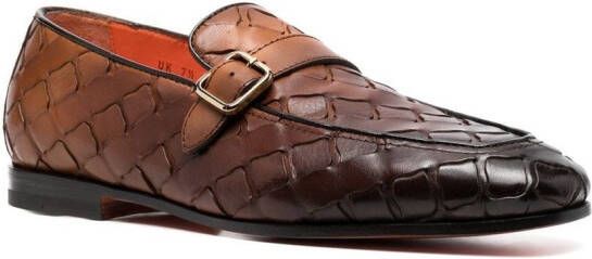 Santoni Leren loafers Bruin
