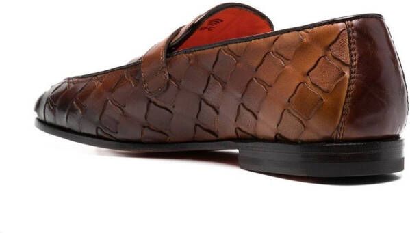 Santoni Leren loafers Bruin