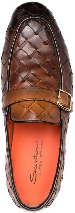 Santoni Leren loafers Bruin