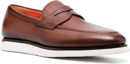 Santoni Leren loafers Bruin