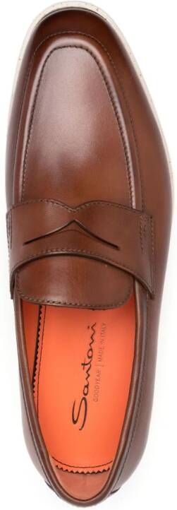 Santoni Leren loafers Bruin