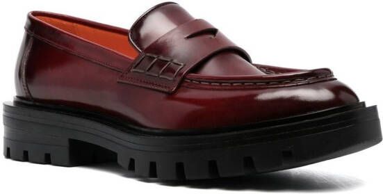 Santoni Leren loafers Rood