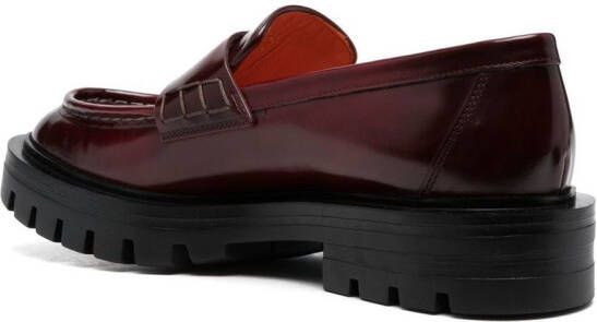 Santoni Leren loafers Rood