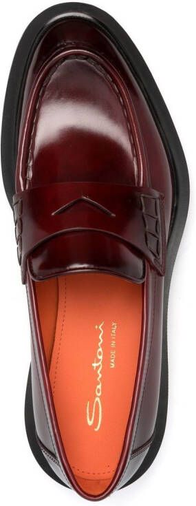 Santoni Leren loafers Rood