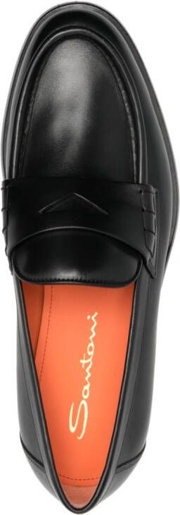 Santoni Leren loafers Zwart