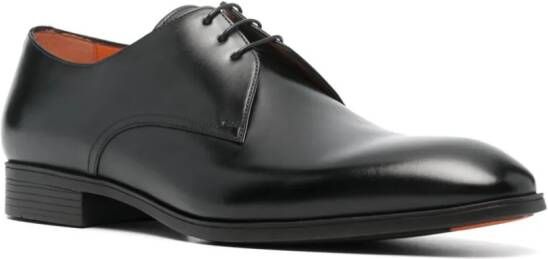 Santoni Leren Oxford schoenen met ronde neus Zwart