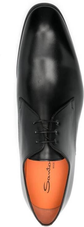 Santoni Leren Oxford schoenen met ronde neus Zwart