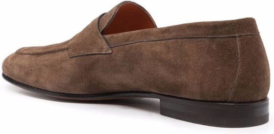 Santoni Leren penny loafers Bruin