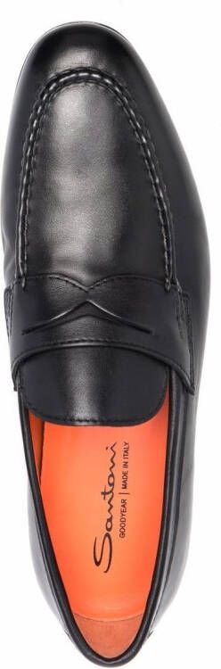 Santoni Leren penny loafers Zwart