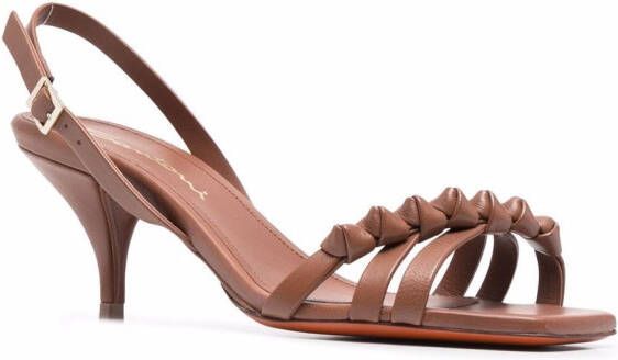 Santoni Leren slingback sandalen Bruin