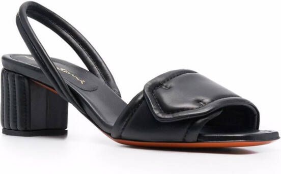 Santoni Leren slingback sandalen Zwart