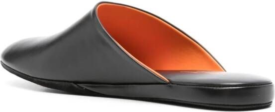 Santoni Leren slippers Zwart