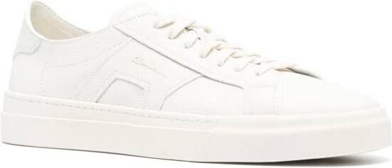 Santoni Leren sneakers met logoprint Wit