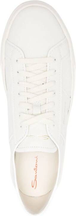 Santoni Leren sneakers met logoprint Wit