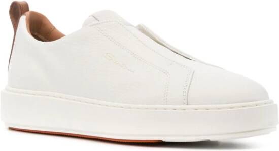 Santoni Leren sneakers met logoprint Wit