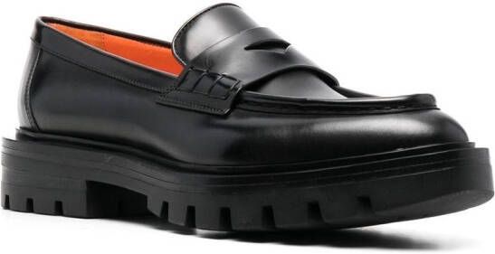 Santoni Loafers met geribbelde zool Zwart