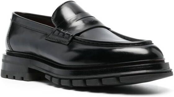 Santoni Leren loafers Zwart