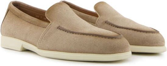 Santoni Malibu leren loafers met ronde neus Beige