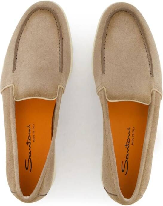 Santoni Malibu leren loafers met ronde neus Beige