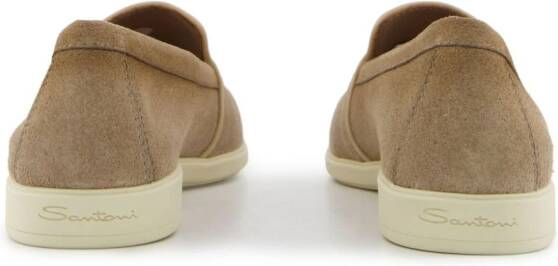 Santoni Malibu leren loafers met ronde neus Beige