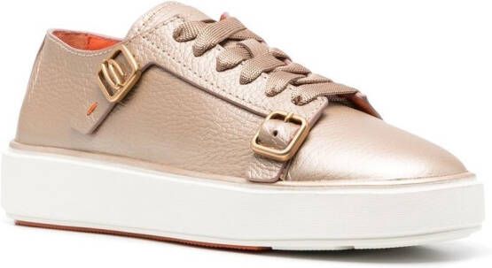 Santoni Sneakers met metallic gesp Goud