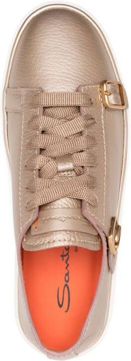 Santoni Sneakers met metallic gesp Goud