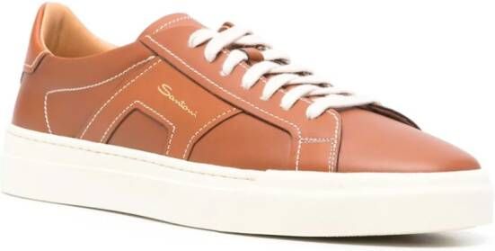 Santoni Leren sneakers met vlakken Bruin