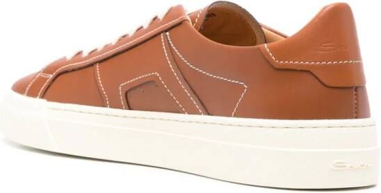 Santoni Leren sneakers met vlakken Bruin